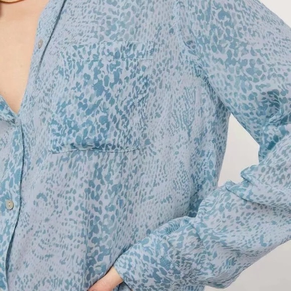 Rails Blue Python Josephine Long Sleeve Button Front Top Small - Picture 4 of 13